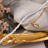Geometric Hollow Pendant Necklace Multi-Layer Pearl Chain Wedding Jewelry