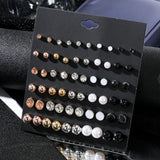 Metal Stud Earring Set Crystal Pearl Earrings Jewelry