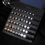 Metal Stud Earring Set Crystal Pearl Earrings Jewelry