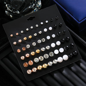 Metal Stud Earring Set Crystal Pearl Earrings Jewelry