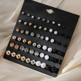 Metal Stud Earring Set Crystal Pearl Earrings Jewelry