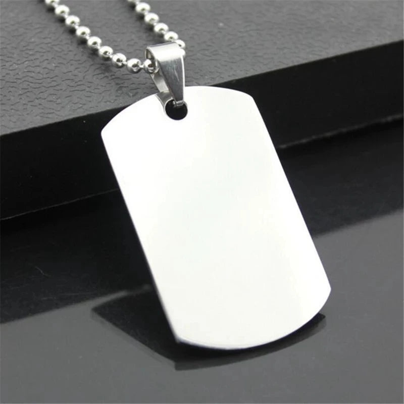 Punk Silver Mens Army Style Pendant Necklace