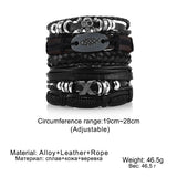 Punk Skull Metal Leather Bracelet Men Braided Armband Jewelry