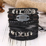 Punk Skull Metal Leather Bracelet Men Braided Armband Jewelry