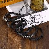 Punk Skull Metal Leather Bracelet Men Braided Armband Jewelry