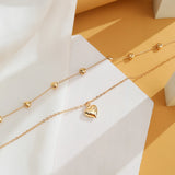 Boho Delicate Heart Pendant Double Chain Choker Necklace for Women