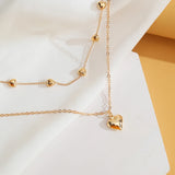 Boho Delicate Heart Pendant Double Chain Choker Necklace for Women