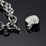 Little Crystal Heart Urn Charm Stainless Steel Cremation Bracelet