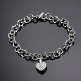 Little Crystal Heart Urn Charm Stainless Steel Cremation Bracelet