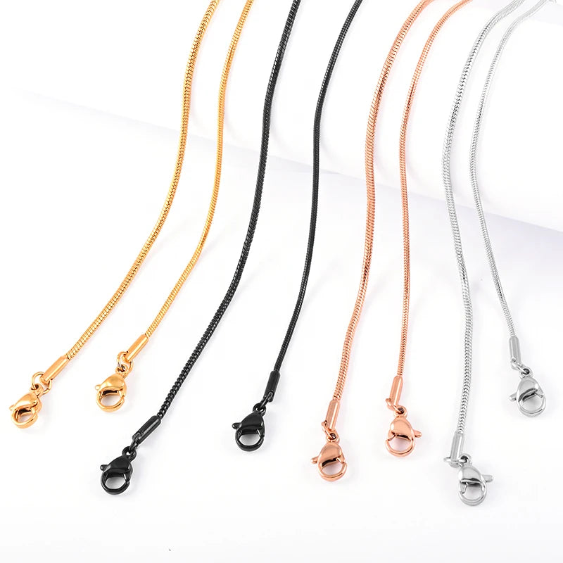 Snake Chain Necklace for DIY Pendant/Crystal,Gold/Rose/Black Stainless Steel