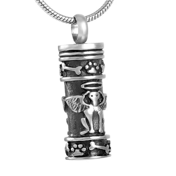 Angel Dog Paw Print Cremation Necklace for Ashes