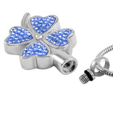 Crystal Four Leaf Clover Ashes Urn Necklace Stainless Steel Funeral Keepsake