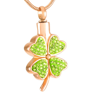 Four Leaves Clover Cremation Necklace Women Stainless Steel Ashes Urn Pendant