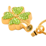 Four Leaves Clover Cremation Necklace Women Stainless Steel Ashes Urn Pendant