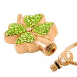 Four Leaves Clover Cremation Necklace Women Stainless Steel Ashes Urn Pendant