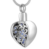 Crystal Flower Heart Memorial Ashes Pendant Necklace