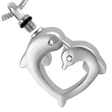 IJD8491 Double Dolphins Cremation Jewelry Pendant Necklace for Ashes
