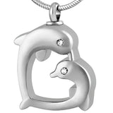 IJD8491 Double Dolphins Cremation Jewelry Pendant Necklace for Ashes