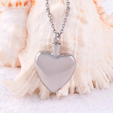 Stainless Steel Heart Urn Pendant Necklace Engravable Cremation Jewelry