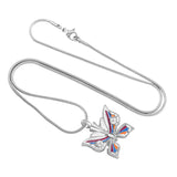 Multicolor Butterfly Urn Pendant Funeral Casket Locket Stainless Steel