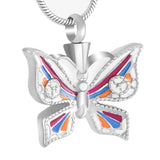 Multicolor Butterfly Urn Pendant Funeral Casket Locket Stainless Steel