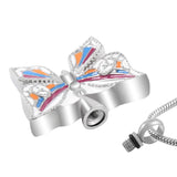 Multicolor Butterfly Urn Pendant Funeral Casket Locket Stainless Steel