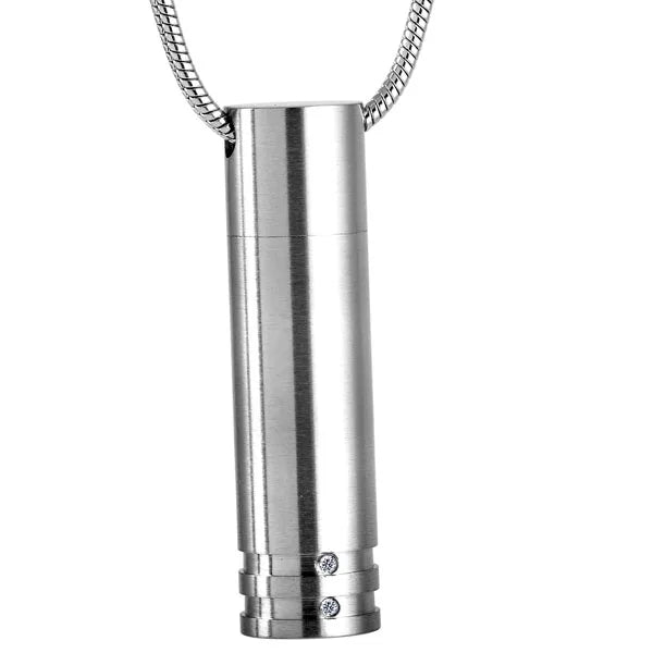 IJD9111 Stainless Steel Cylinder Memorial Urn Pendant Cremation Jewelry