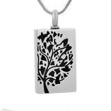 Tree of Life Stainless Steel Dog Tag Keepsake Urn Pendant Necklace