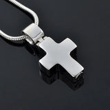 Stainless Steel Paw Print Cross Memorial Urn Pendant Necklace
