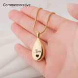Engraved Ashes Teardrop Urn Necklace - Cremation Jewelry