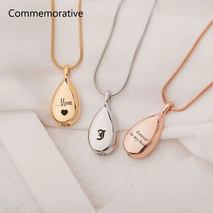 Engraved Ashes Teardrop Urn Necklace - Cremation Jewelry