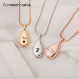 Engraved Ashes Teardrop Urn Necklace - Cremation Jewelry