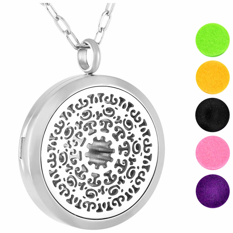 Stainless Steel Flower Oil Diffuser Necklace Aromatherapy Locket Pendant