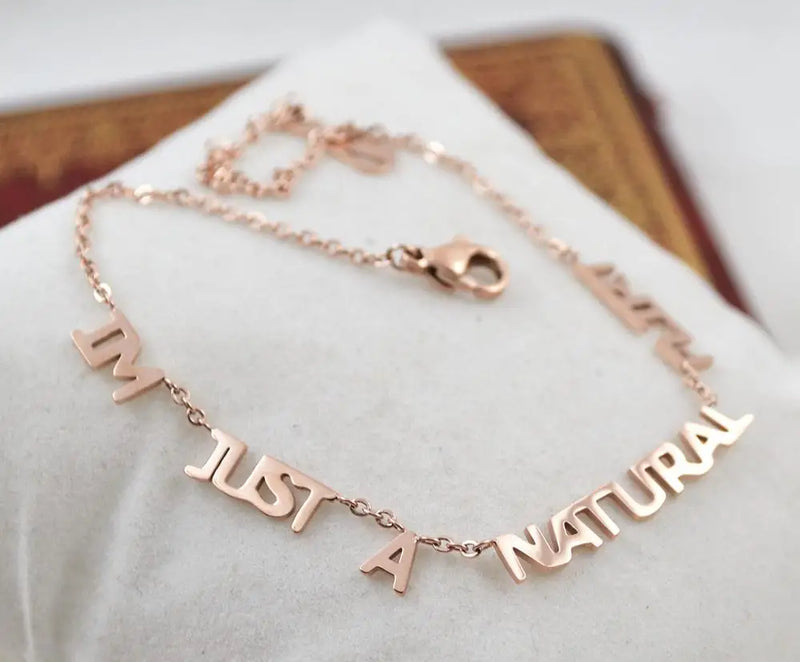 Hollow Letters Titanium Anklet Stainless Steel Chain Bracelet