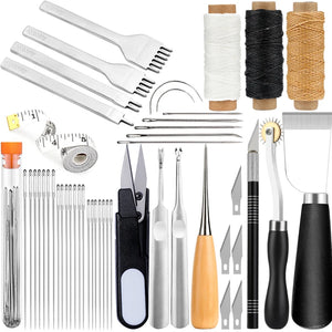 Leather Tools Set Hand Sewing Stitching Punching Carving Accessories Kit