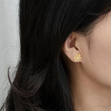 Snowflake Stud Earrings CZ 18K Plated Sterling Silver Women Girls Jewelry