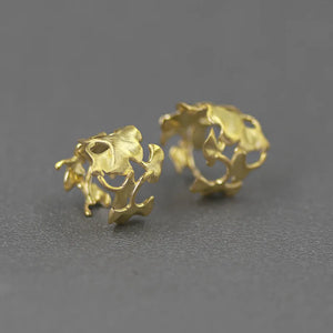 18K Plated Ginkgo Leaf Clip Earrings Women Ear Cuff Jewelry