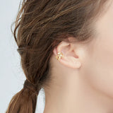18K Plated Ginkgo Leaf Clip Earrings Women Ear Cuff Jewelry