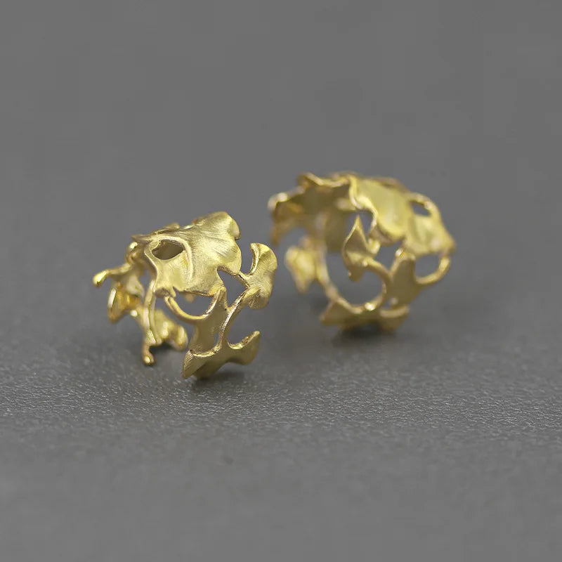 18K Plated Ginkgo Leaf Clip Earrings Women Ear Cuff Jewelry
