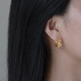 Vintage Pattern Circle Hoop Earrings, 18K Plated Sterling Silver
