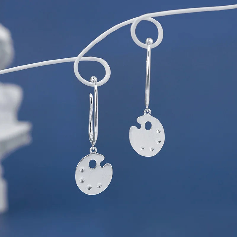 925 Silver Palette Cuff Ear Clip Earrings for Women