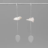 925 Silver Baroque Pearl Leaf Earrings for Women