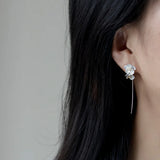 925 Silver Cherry Blossom Flower Dangle Earrings for Women