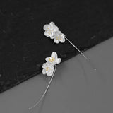 925 Silver Cherry Blossom Flower Dangle Earrings for Women