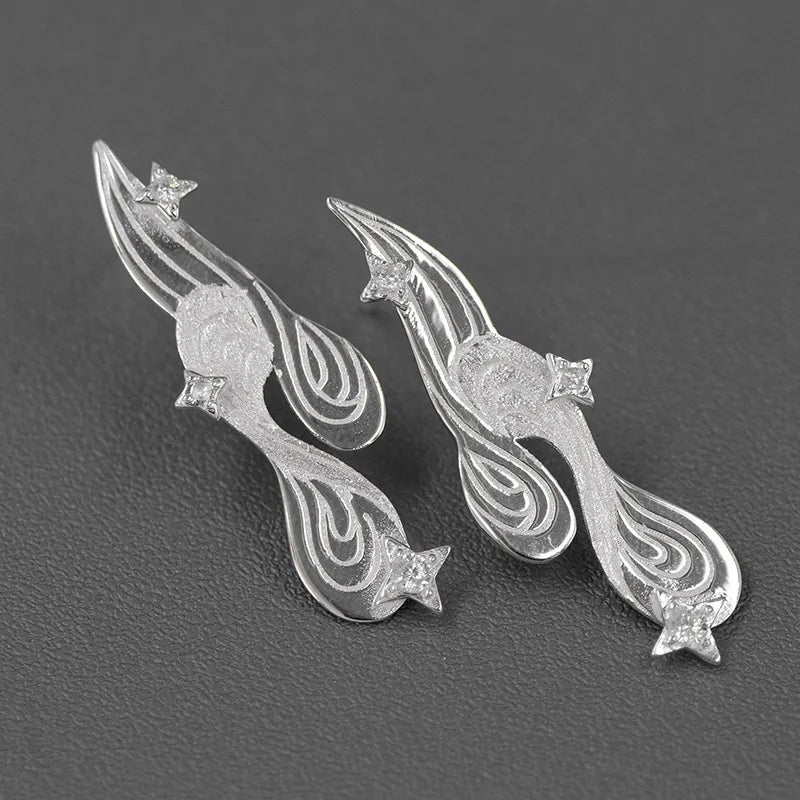 925 Silver CZ Crystal Wave Stud Earrings Women Wedding Jewelry