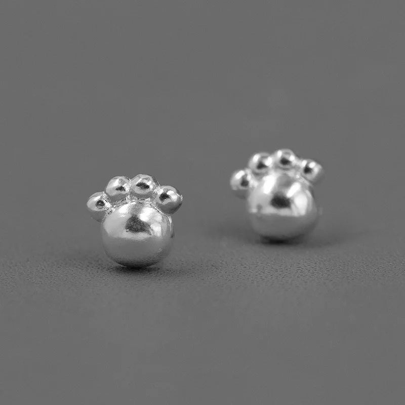 925 Silver Cat Dog Paw Earrings Women Girls Jewelry