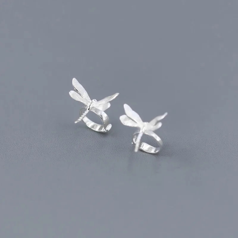 925 Silver Dragonfly Ear Cuff Clip Earrings Women's Jewelry