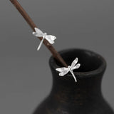 925 Silver Dragonfly Stud Earrings Sweet Girl Jewerly