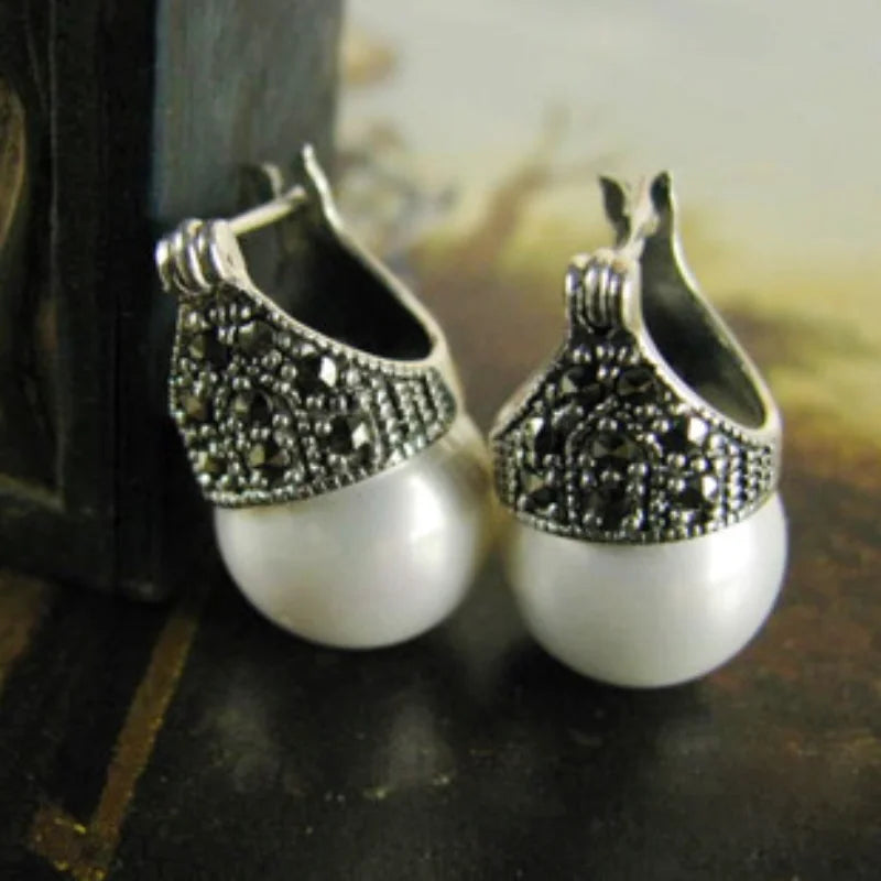 925 Silver Mother of Pearl Hoop Earrings Wedding Jewelry