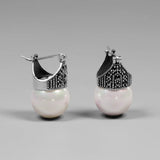 925 Silver Mother of Pearl Hoop Earrings Wedding Jewelry